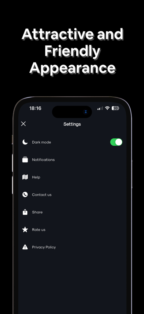 NumberBox:CallerID - Settings screen of the NumberBox CallerID app showing a clean user interface with dark mode enabled