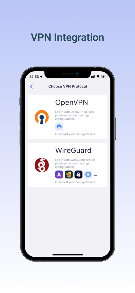 A mobile interface for choosing between OpenVPN and WireGuard protocols in the glinet router app