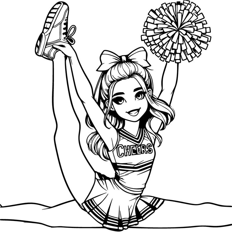 realistic girl cheerleader doing the middle splits