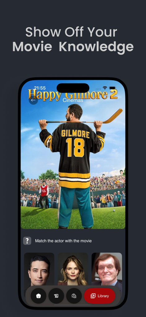 Xuper TV movie trivia game interface for matching actors to films