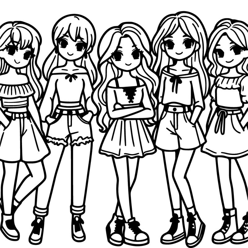 five girls standing together