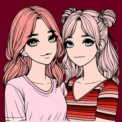 two girls realistic