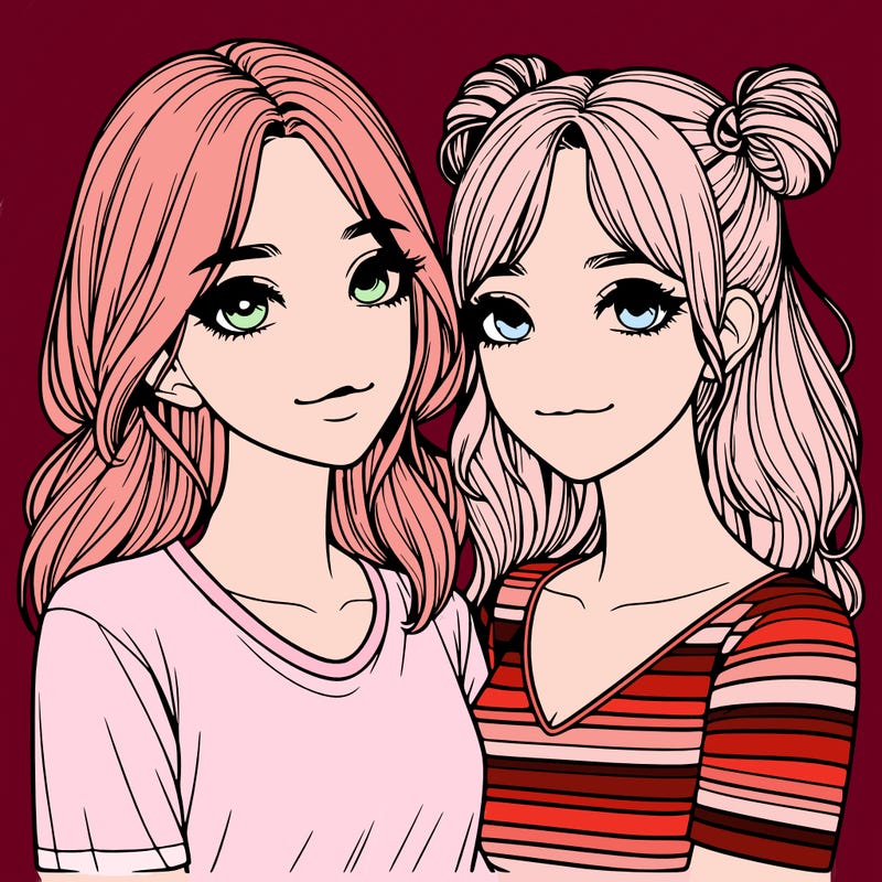 two girls realistic