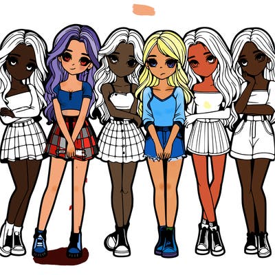 a group of girls realistic