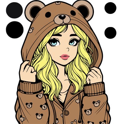 realistic girl in a animal pjs hoodie