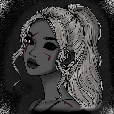 realistic girl with a ponytail on her hair and lips