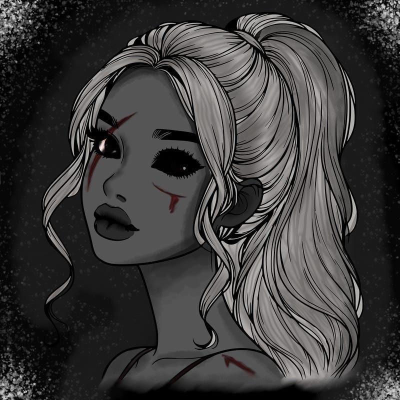 realistic girl with a ponytail on her hair and lips