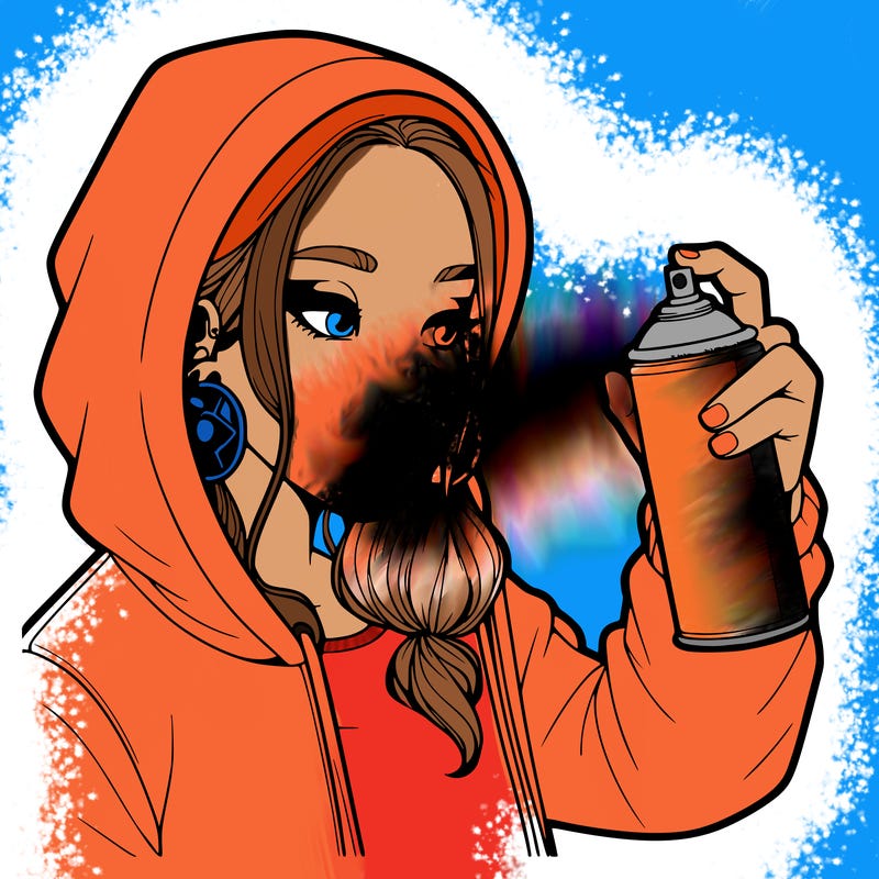a realistic girl, spray painting