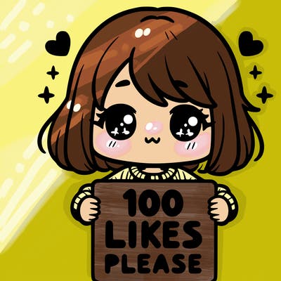 cute girl holding a sign saying 100 likes please