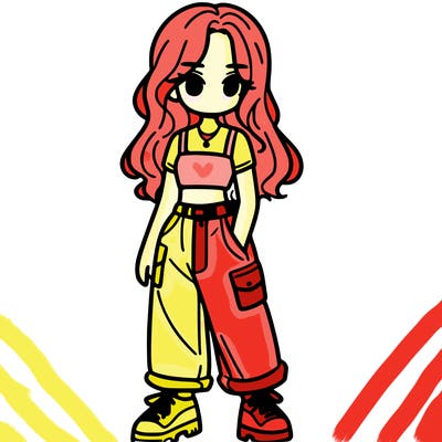 girl in crop top and baggy pants