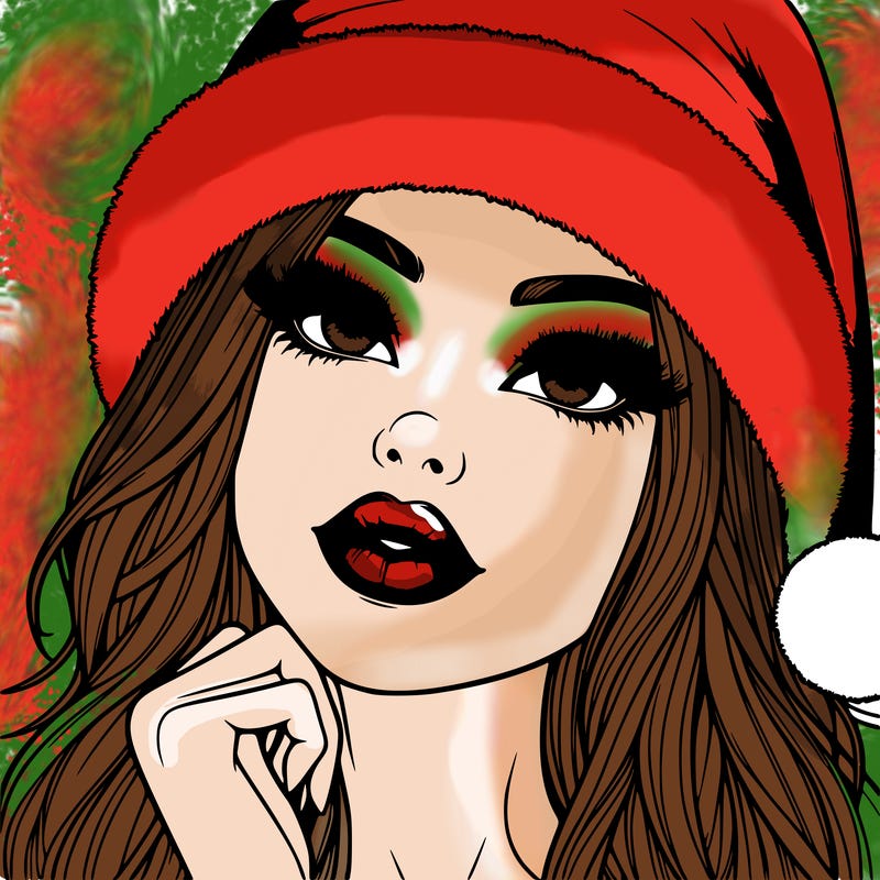 realistic christmas girl with lips