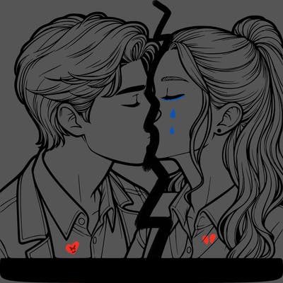 two  realistic people kissing