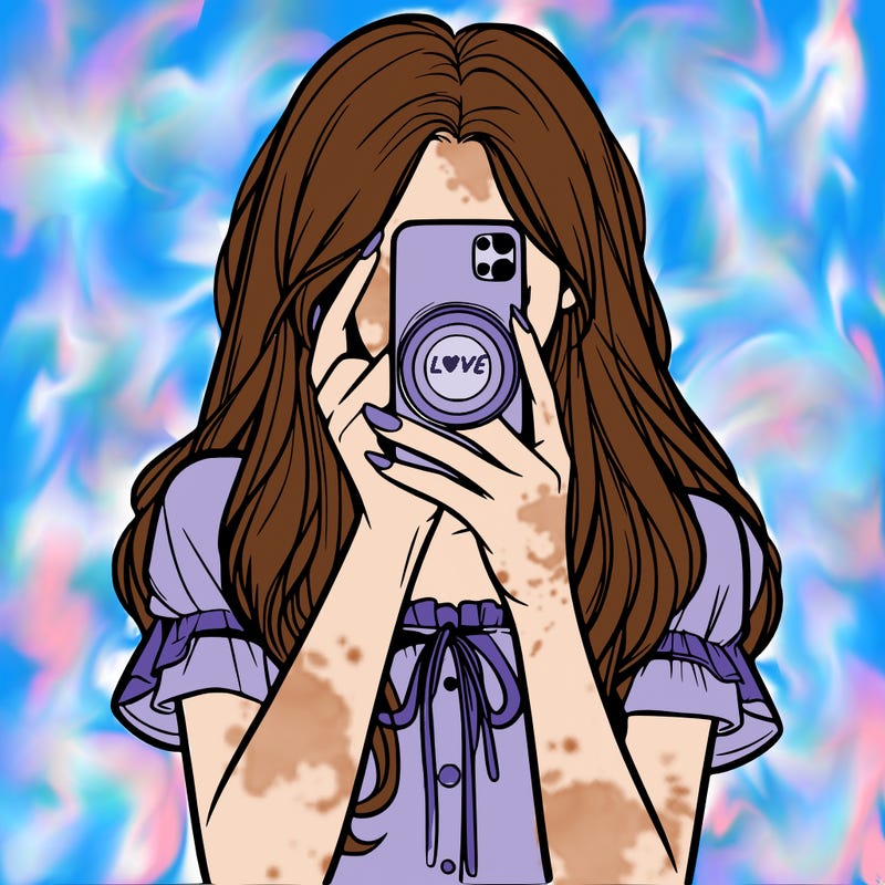 a realistic girl holding her phone taking pictures