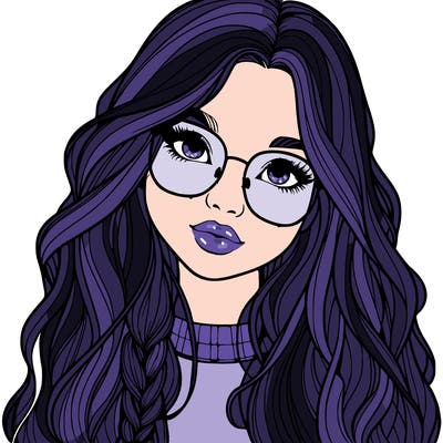 girl with long hair and freckles and glasses realistic