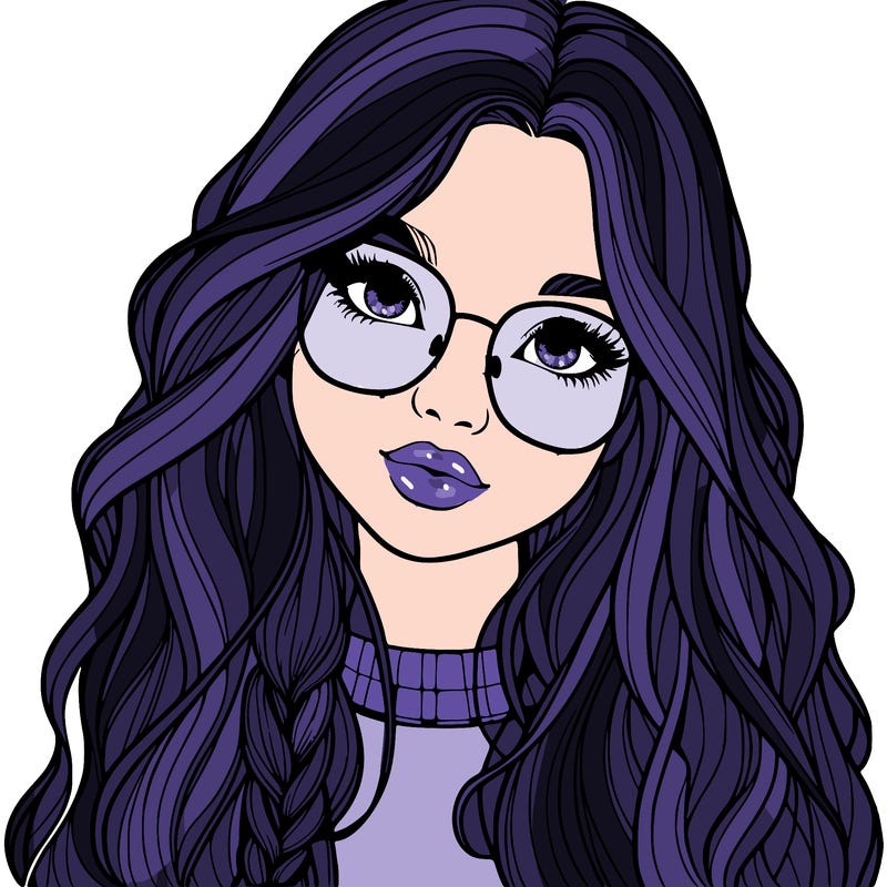 girl with long hair and freckles and glasses realistic