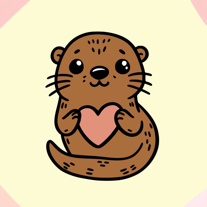 otter with a heart