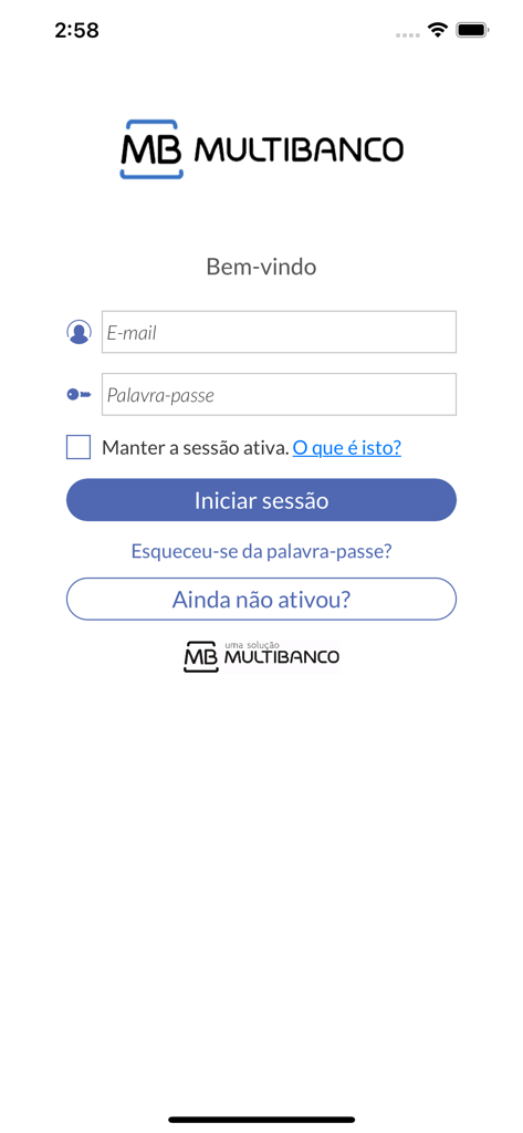 Login interface of the mPOS Multibanco app for secure mobile payments
