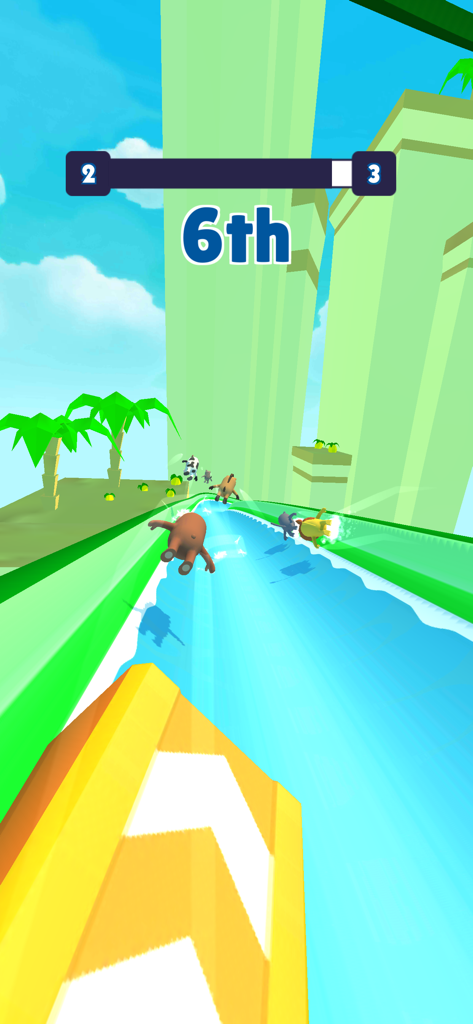 Waterpark.io 3D - Des personnages s'affrontent sur un toboggan aquatique 3D dans Waterpark.io