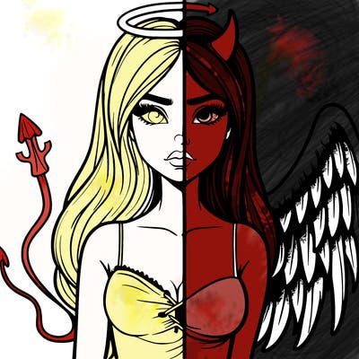 devil vs angel realistic girl