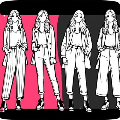 five women standing realistic