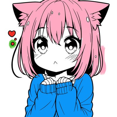 shy anime catgirl
