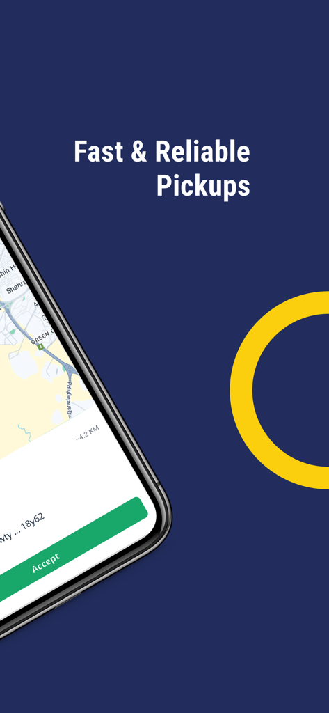 Yalla SK Captain - Yalla SK Captain app interface showing a ride request on a map with an accept button