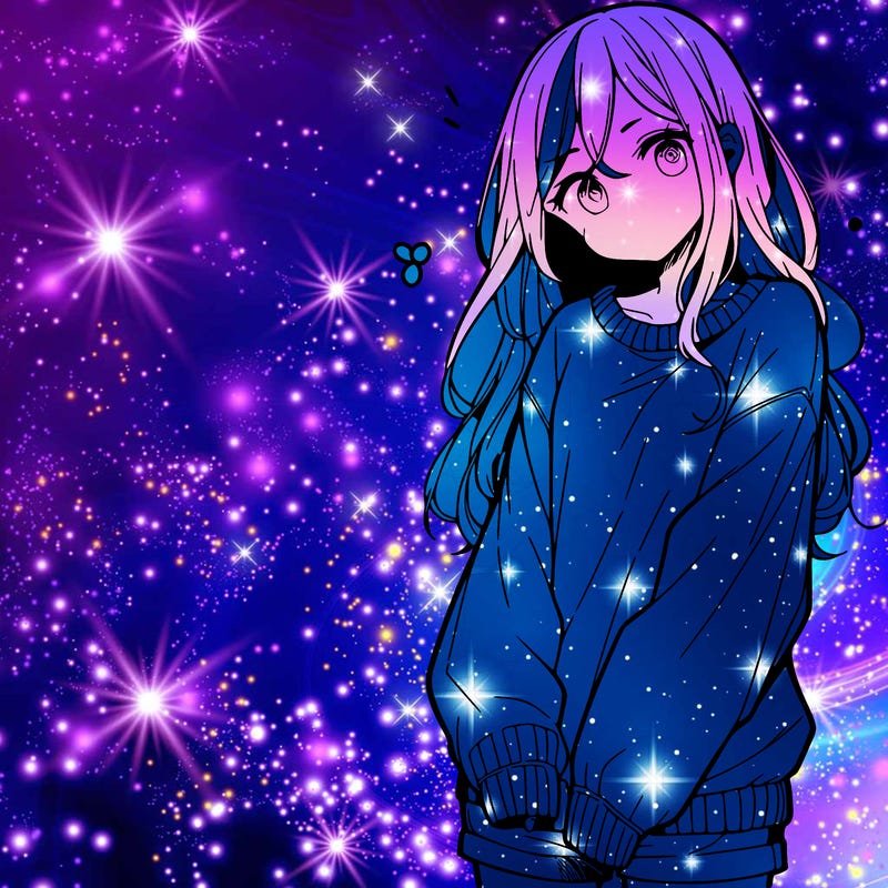 manga teen girl  in a sweater and baggy pants