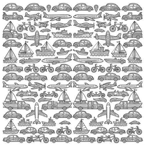 Vehicle Motif Grid Patterns