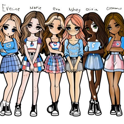 a group of girls realistic