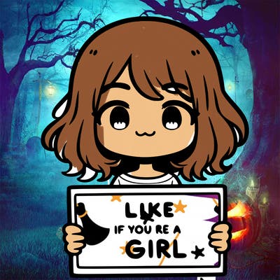 a cute girl holding a sign that says like if you’re a girl