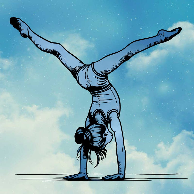 realistic gymnastic hand stand girl in four splits