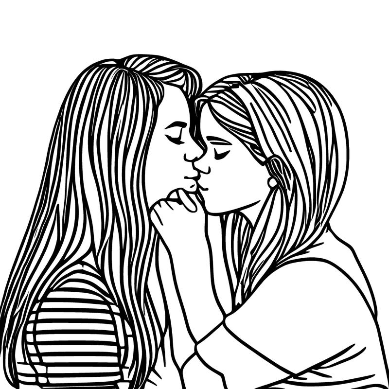 two girls kissing