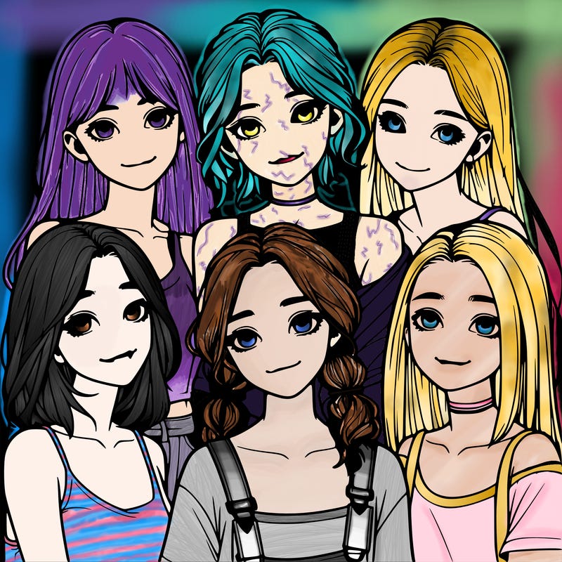a group of girls realistic