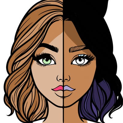 realistic girl split half