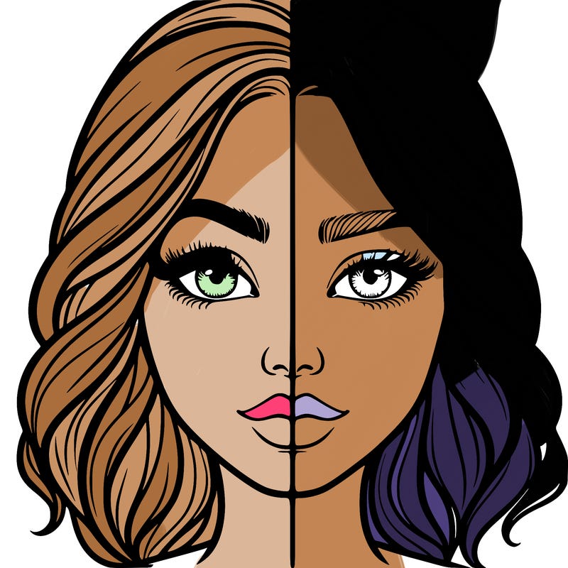 realistic girl split half