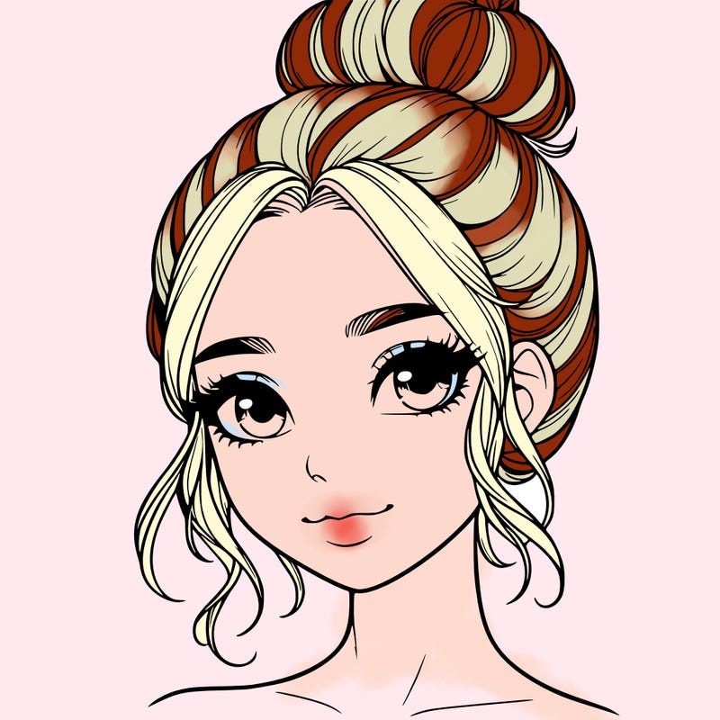realistic pretty girl with hair in bun