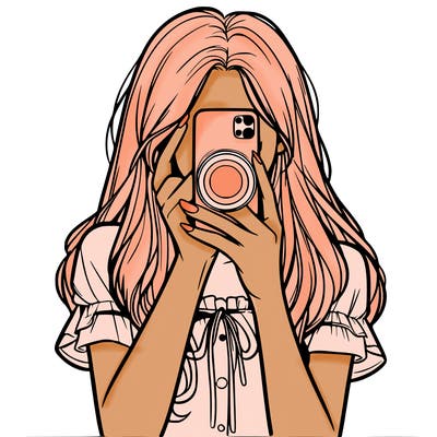 a realistic girl holding her phone taking pictures