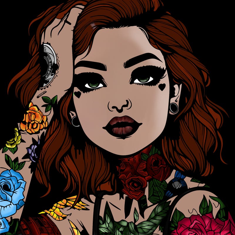 realistic girl with tattoos all over