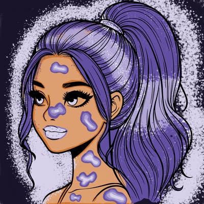 realistic girl with a high ponytail