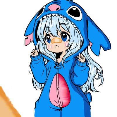 anime girl in a stitch onsie