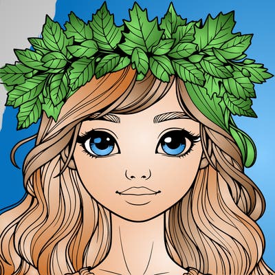 realistic girl with fall leaf crown