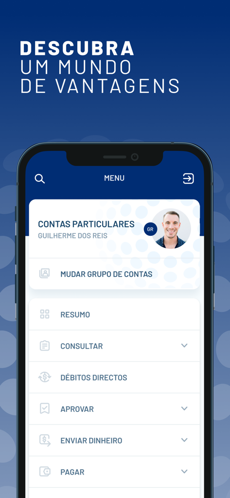 BAI Europa Directo - Interfaccia dell'app di mobile banking BAI Europa Directo che mostra opzioni di menu come riepilogo e pagamenti