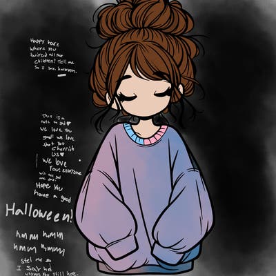 girl with baggy sweatshirt and messy bun