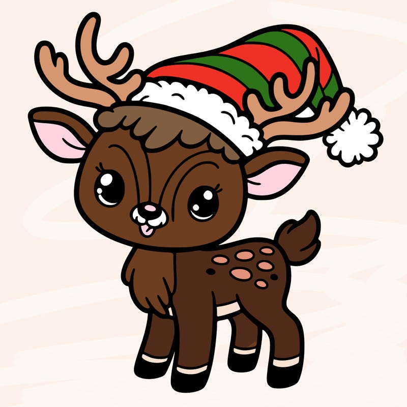 christmas reindeer with santa hat