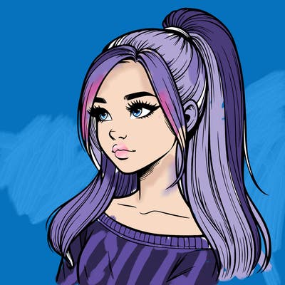 realistic girl with a high ponytail