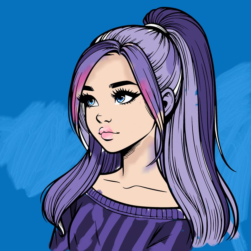 realistic girl with a high ponytail