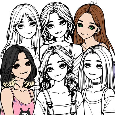 a group of girls realistic