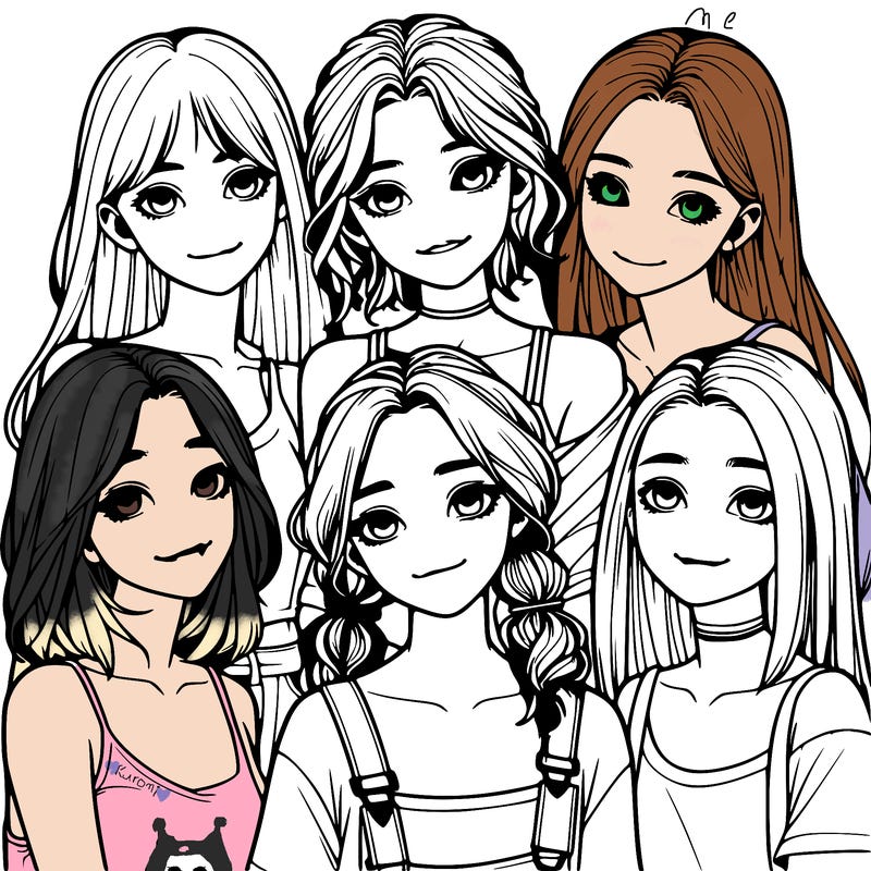 a group of girls realistic