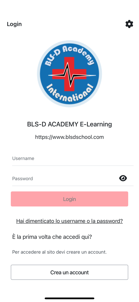 BLSD School - The login page for the BLSD School e-learning app featuring the academy logo and login fields.