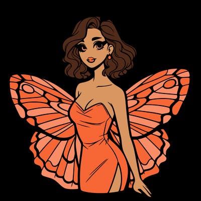 woman with moth wings